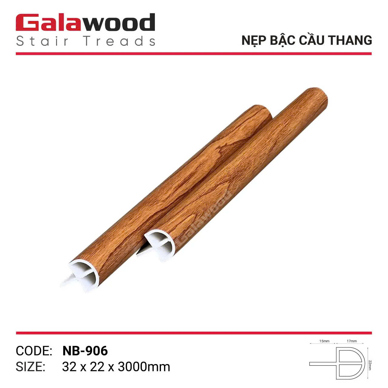 Nẹp Bậc Cầu Thang Nhựa Giả Gỗ Galawood NB-906